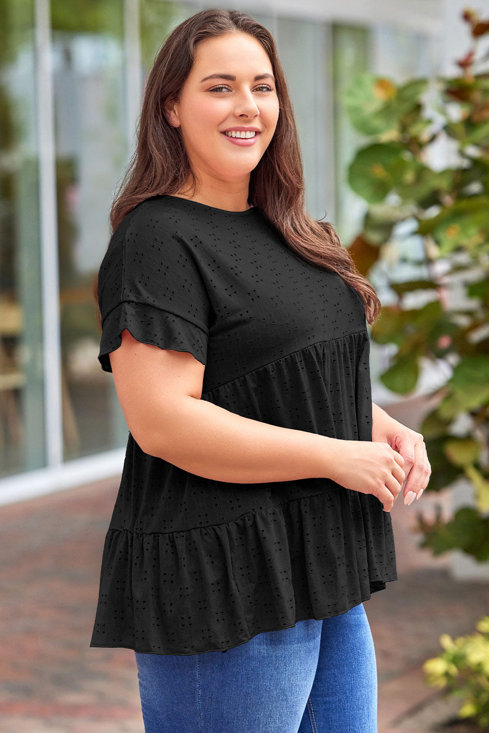 Eyelet Blouse Plus Size