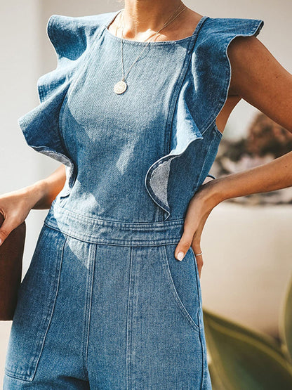 Backless Denim Jumpsuit